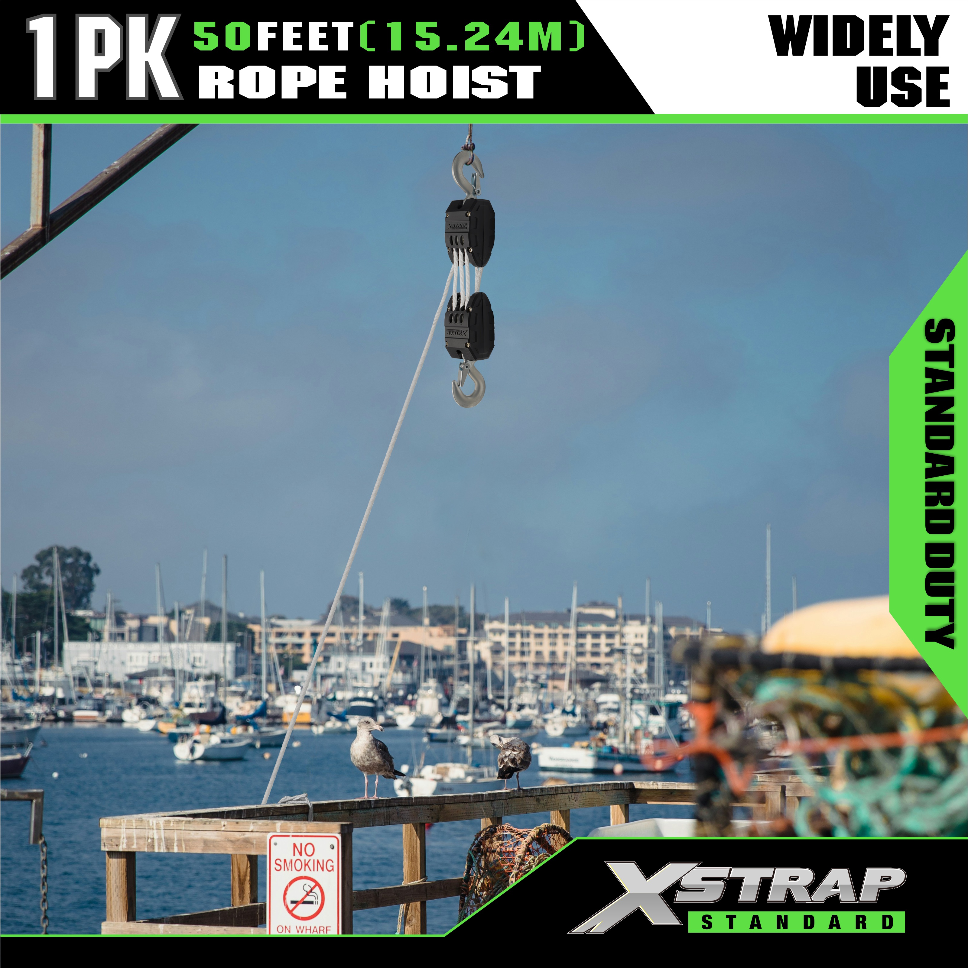 XSTRAP AHLT0003 ホワイトロープホイストプーリーシステム 1000LB 容量