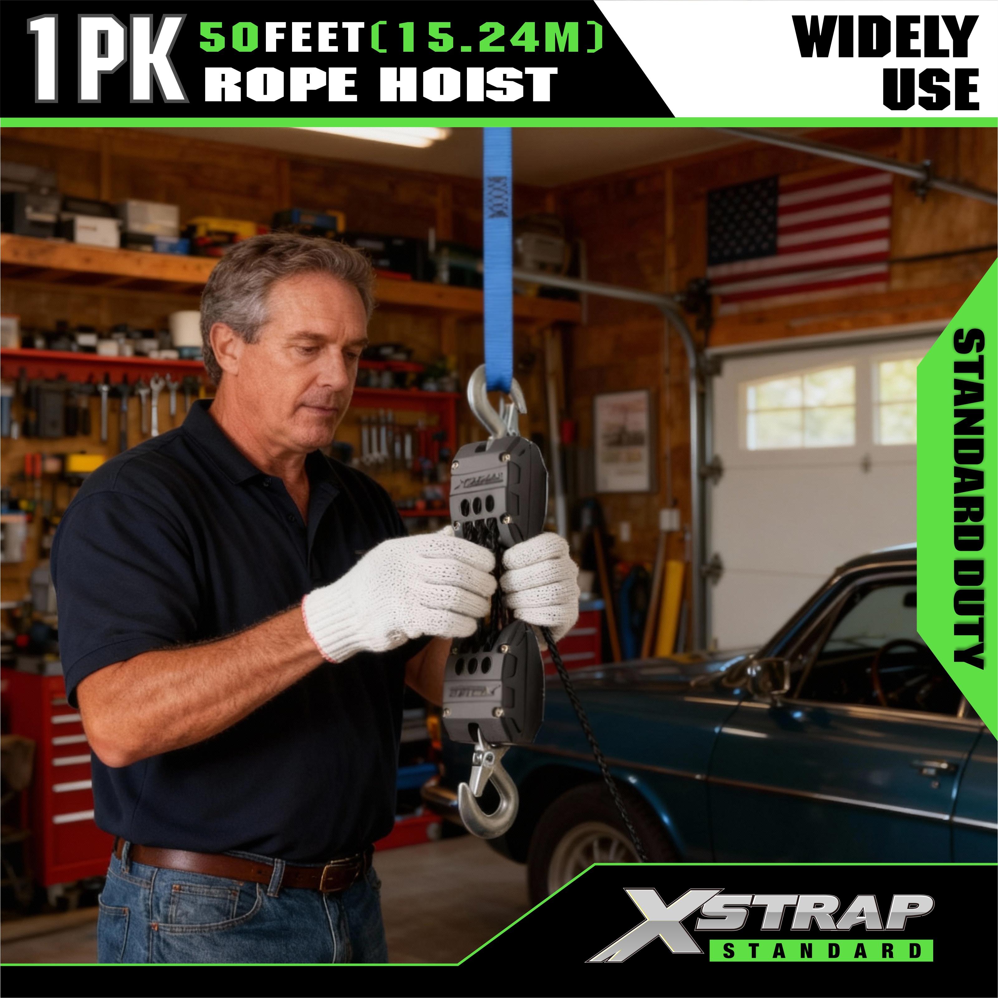 XSTRAP AHLT0003 ホワイトロープホイストプーリーシステム 1000LB 容量