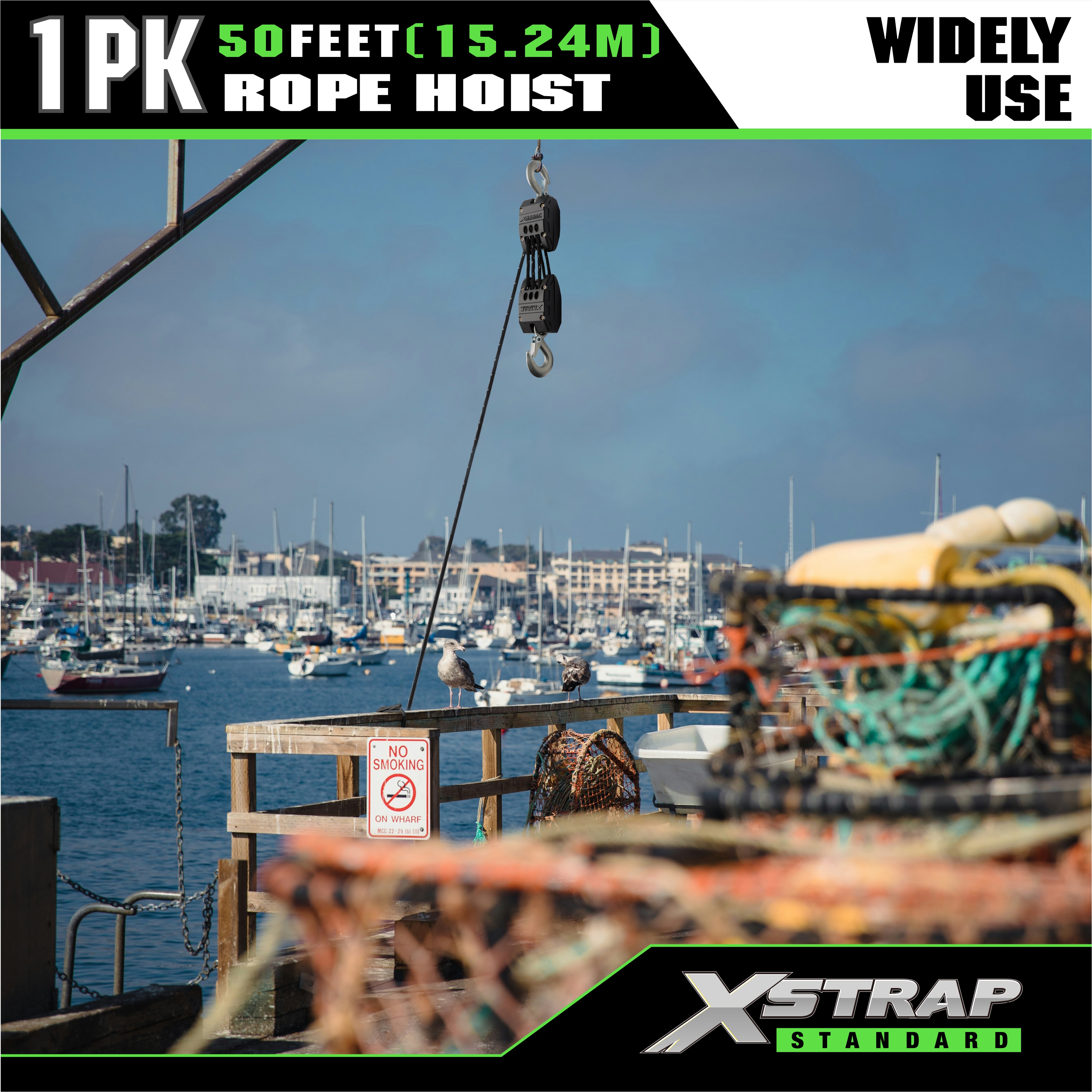 XSTRAP AHLT0003 ブラック ロープホイストプーリーシステム 1000LB