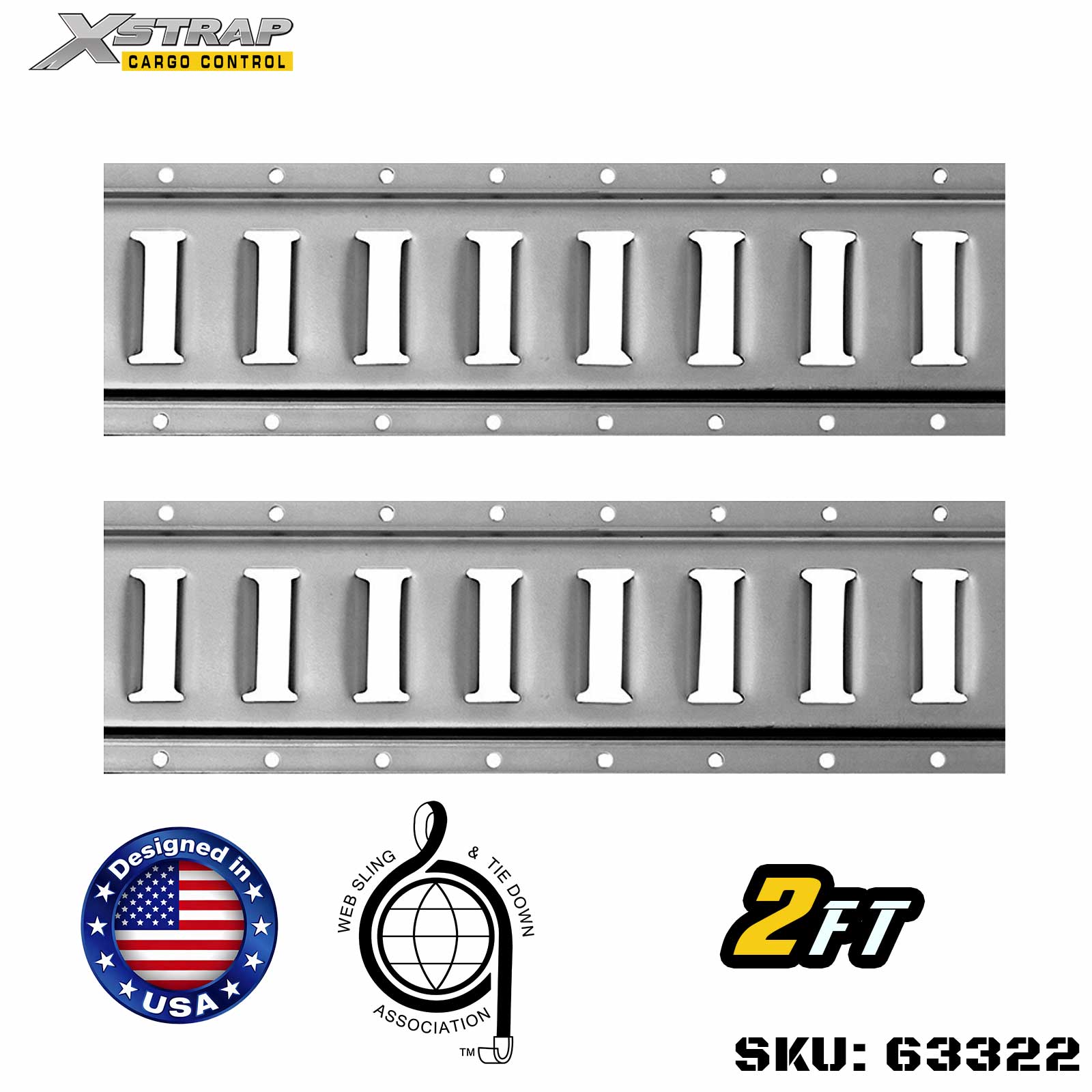 Xstrap 63322 2' シリーズ E ロジスティック トラック - 高級 12 ゲージ スチール 6000LBS 製